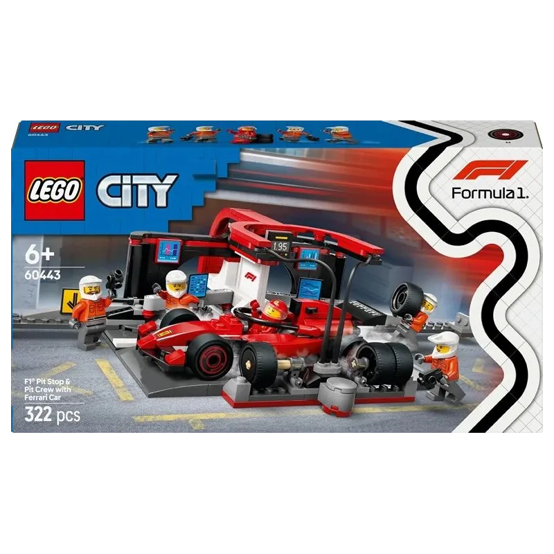 LEGO City F1 Pit Stop & Pit Crew with Ferrari Car. 322 gab