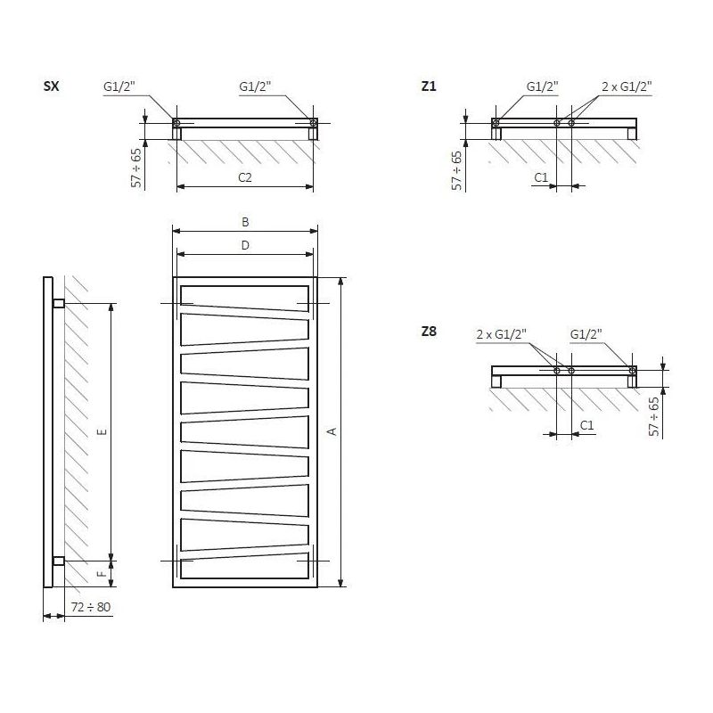 Elektriline rätikuradiator Terma ZigZag, soft 9016 v., 50 cm x 83.5 cm, 300 W