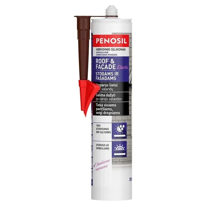Elastīgais hermētiķis Penosil Roof&Facade. 290 ml brūns