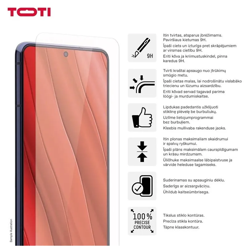 Telefono apsauginis stiklas Toti Galaxy S24Plus-S25Plus. 9H