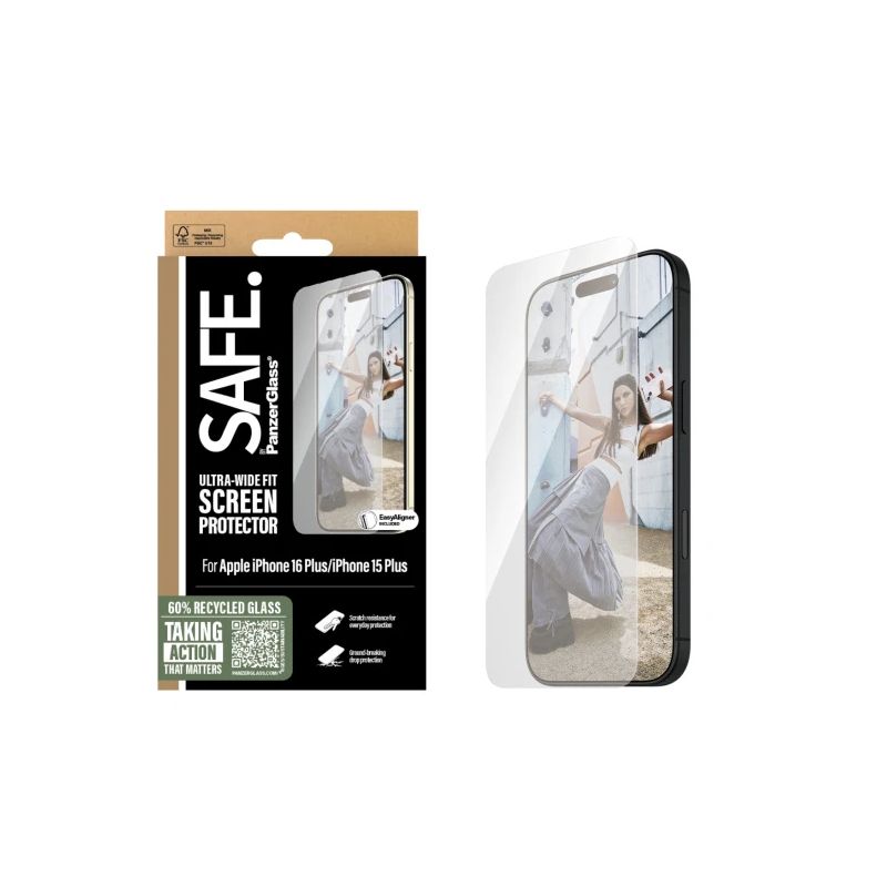 PanzerGlass Screen protector - Apple - iPhone 16 Plus - Glass - Transparent - Ultra-Wide Fit