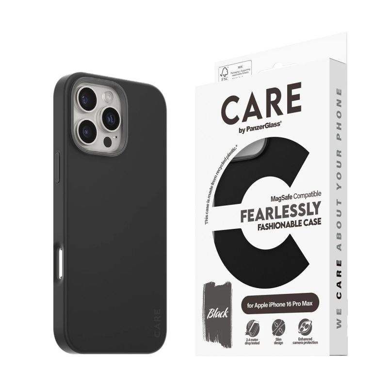 CARE Fashionable Case - Back cover - Apple - iPhone 16 Pro Max - Recycled plastic - Black - MagSafe