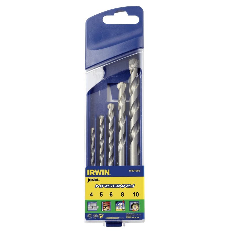 IRWIN WIERTŁO DO BETONU MASONRY KPL.7cz. 4, 5, 6, 7, 8, 10, 12 mm - Irwin Tools