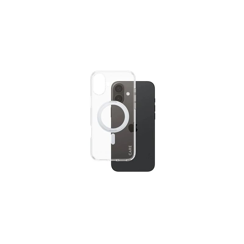 CARE Feature case with Silver Kickstand MagSafe iPhone 16 Plus, Transparent