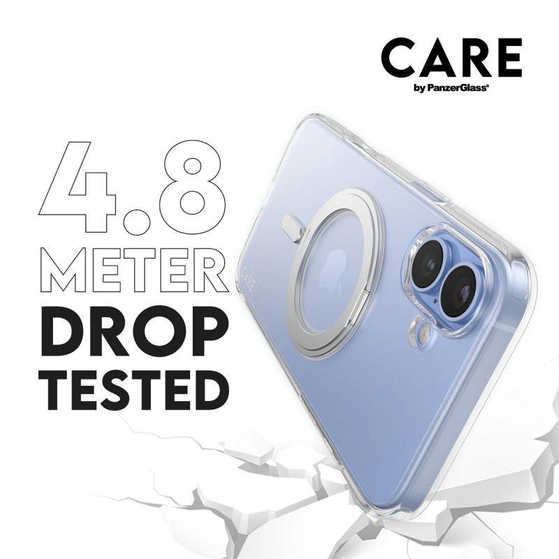 CARE Feature case with Silver Kickstand MagSafe iPhone 16 Plus, Transparent