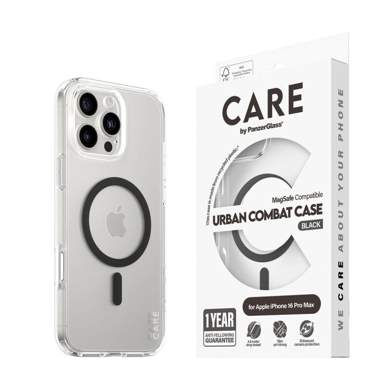 CARE Flagship case with Black MagSafe iPhone 16 Pro Max, Transparent