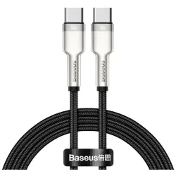 Laidas Baseus CATJK-C01. USB-C. 1 m. sidabro-juoda. 100 W