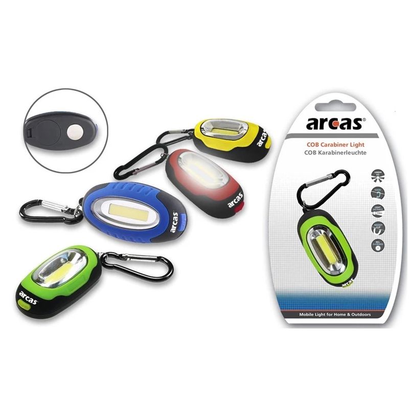 Mini lukturītis ar karabīni, COB LED + 2xCR2032, ARCAS
