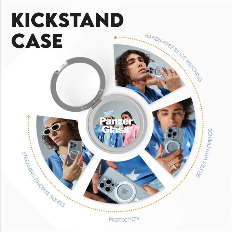 CARE Feature case with Silver Kickstand MagSafe iPhone 16 Pro, Transparent