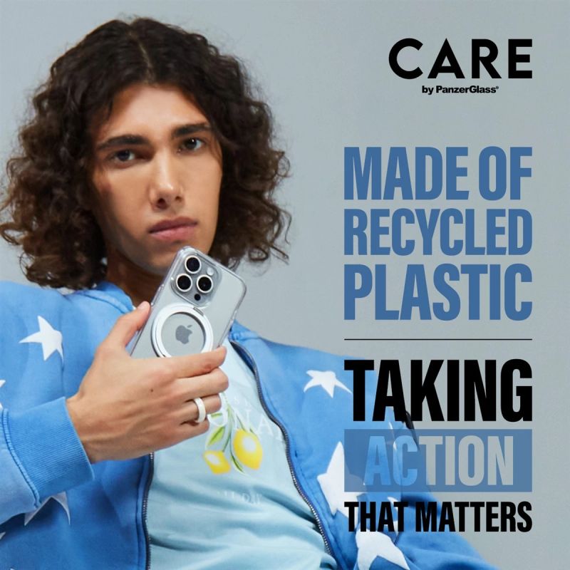 CARE Feature case with Silver Kickstand MagSafe iPhone 16 Pro Max, Transparent