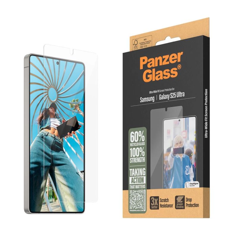 PanzerGlass Screen Protector Samsung Galaxy S25 Ultra Ultra-Wide Fit, Transparent