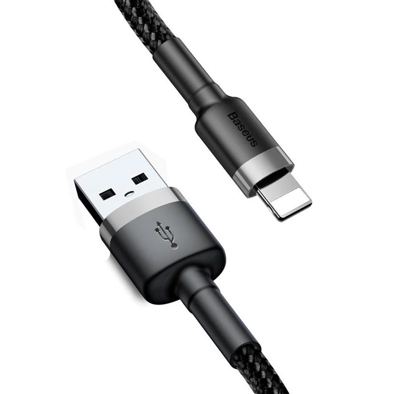 Baseus Cafule Cable durable nylon cord USB - Lightning QC3.0 2.4A 1m Black-Gray