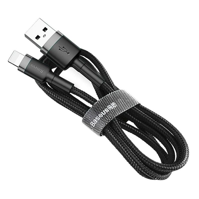 Baseus Cafule Cable durable nylon cord USB - Lightning QC3.0 2.4A 1m Black-Gray