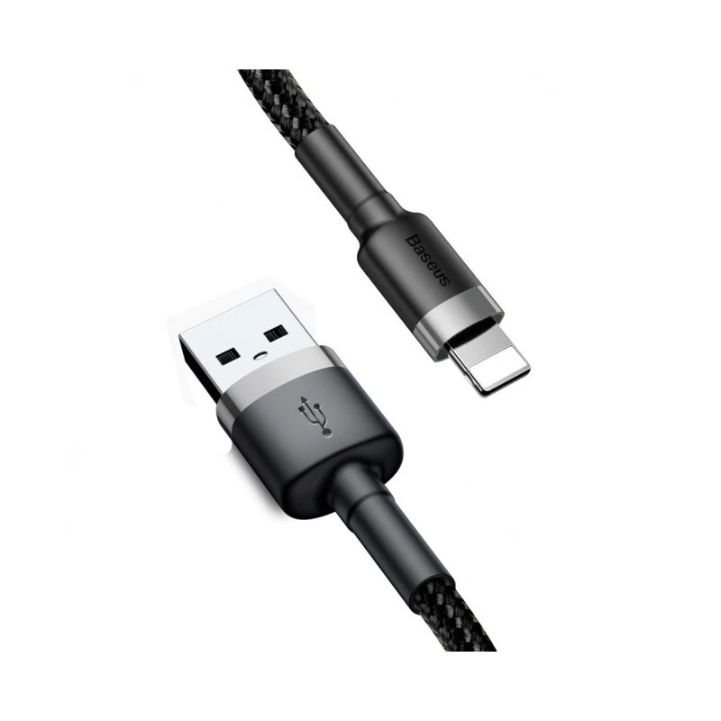 Baseus Cafule Cable durable nylon cord USB - Lightning QC3.0 2.4A 1m Black-Gray