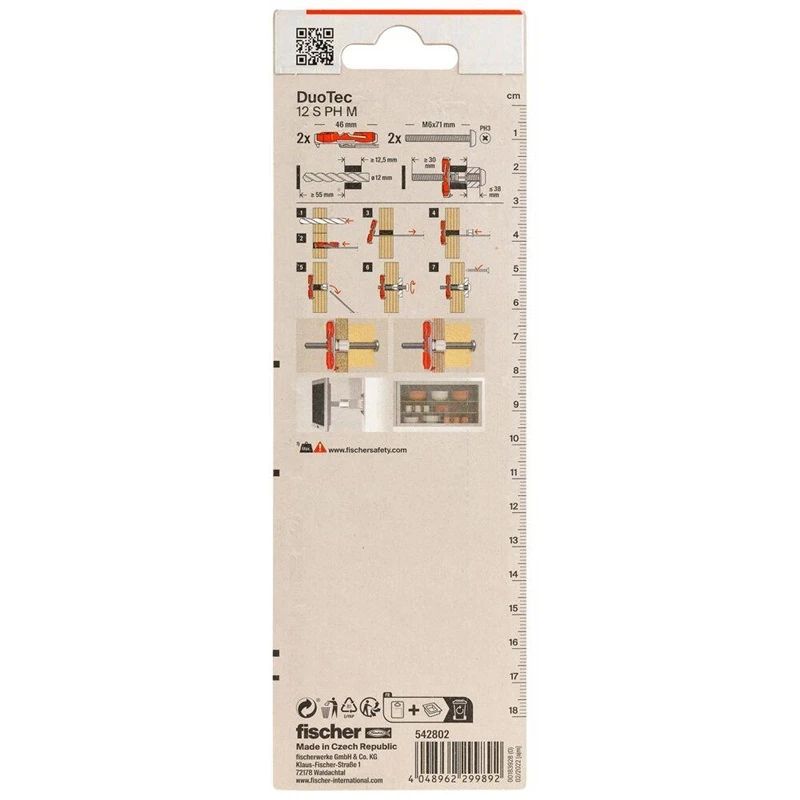 Dībelis Fischer DuoTec. 46 mm x 12 mm. 2 gab.