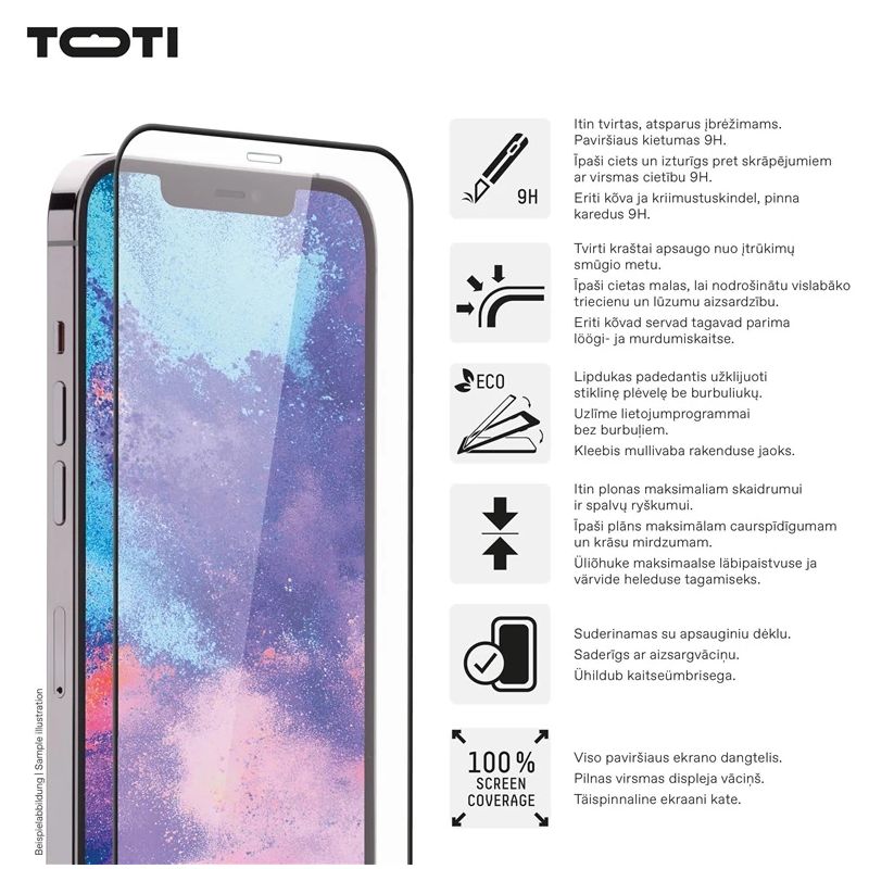 Ekrāna aizsargstikls Toti Premium iPhone 15-15 Pro-16