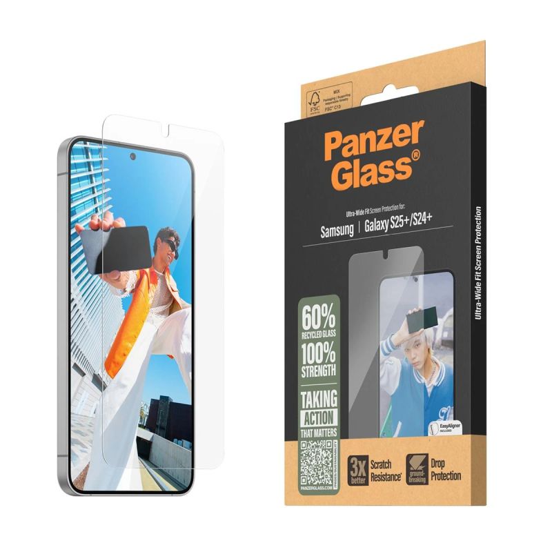 PanzerGlass Screen Protector Samsung Galaxy S25 Plus Ultra-Wide Fit, Transparent