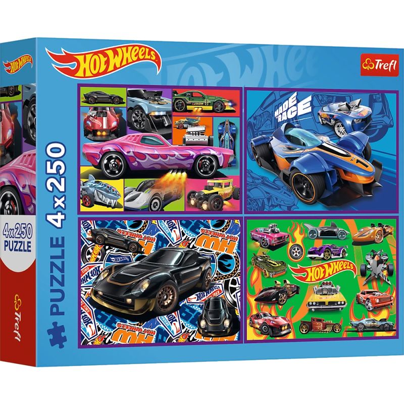 TREFL HOT WHEELS Pužļu komplekts 4x250 gab.