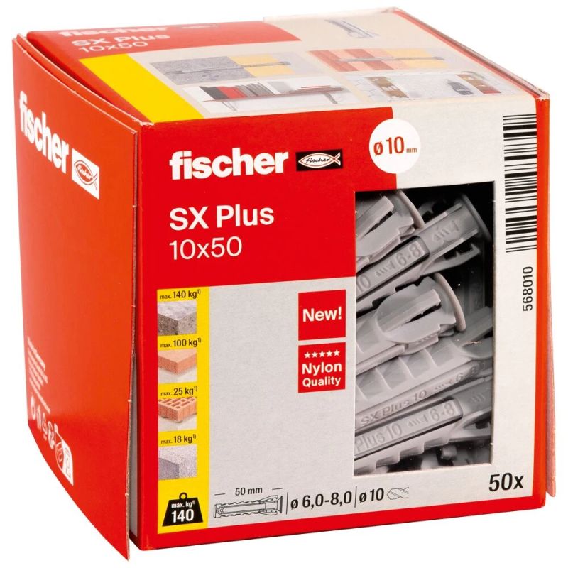 Fischer universaalne tüübel SX Plus 10x50 mm, 50 tk