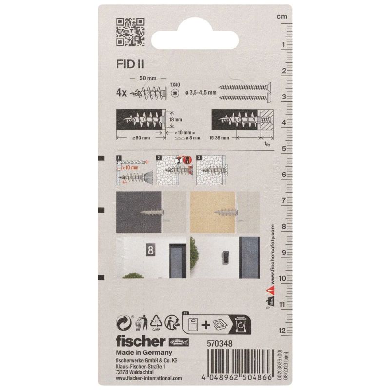 Enkurs izolācijas materiāliem FID50 II, Fischer, 4 gab.
