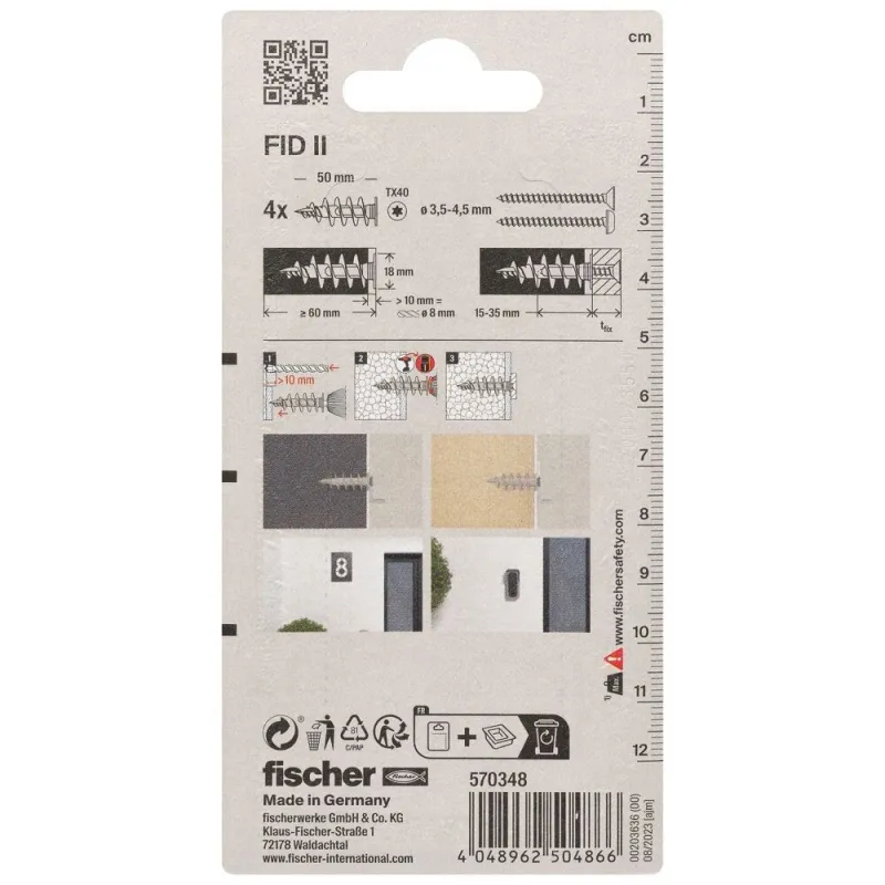 Enkurs izolācijas materiāliem FID50 II, Fischer, 4 gab.