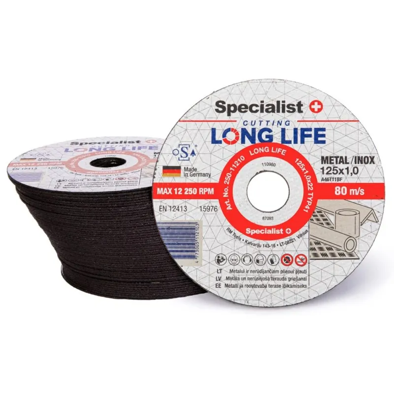 SPECIALIST+ metāla griešanas disks LONG LIFE, 125 x 1 x 22 mm