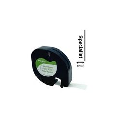 SPECIALIST+ kleepkirjalint LETRATAG kleebiseprinterile, 12 mm, must-valge