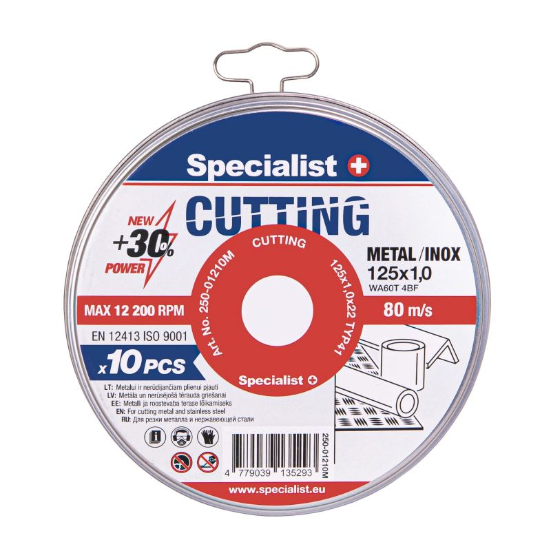SPECIALIST+ metal cutting disc, 125x1x22 mm CUTTING, 10 pcs