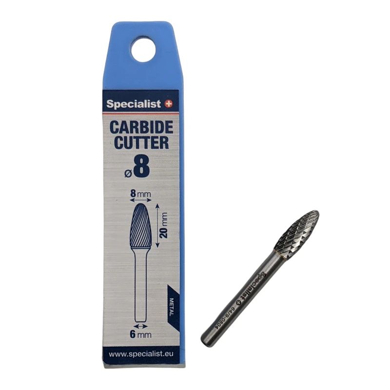 SPECIALIST+ carbide rotary burr, FLH 8x20x6 mm