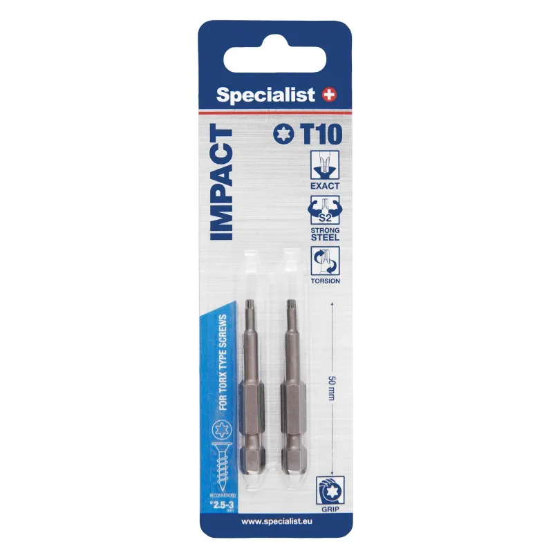 SPECIALIST+ antgalis TORX GRIP T10, 50mm, 2 vnt.