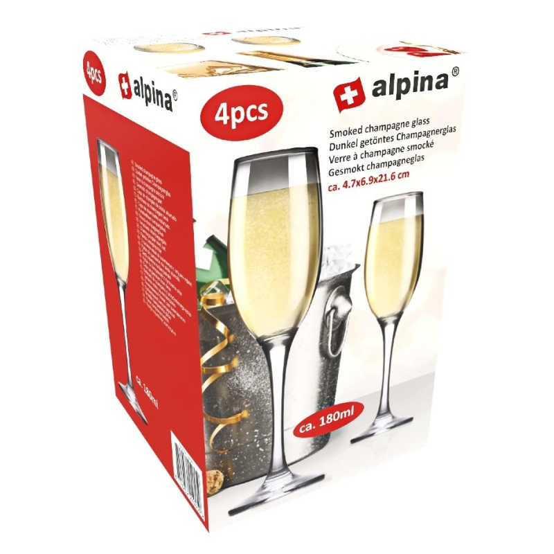 Glāzes šampanieša Alpina 4gb 180ml, dūmakainas