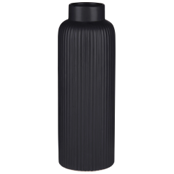 Vāze rievota 10x28cm melna, keramika