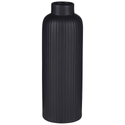 Vāze rievota 8x23cm melna, keramika