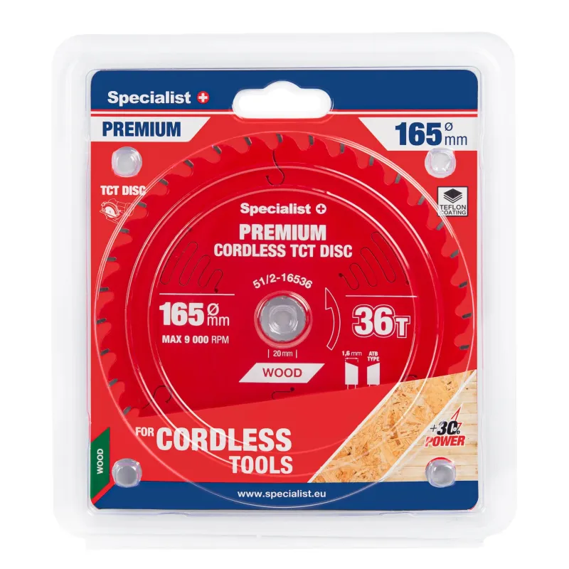 Pjovimo diskas 165x36Tx20mm, Cordless PREMIUM, SPECIALIST+