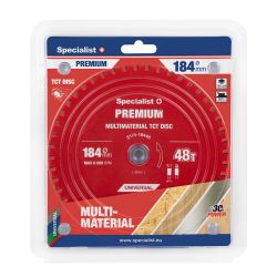 Griešanas disks 184x48Tx20-16mm, Multimaterial PREMIUM, SPECIALIST+
