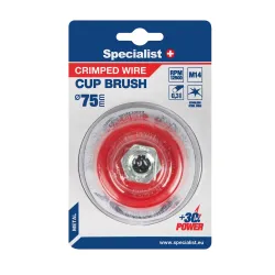 Wire cup brush, straight wire, 75 mm, M14, SPECIALIST+