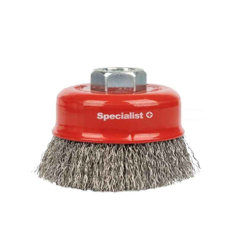 Stiepļu kausveida birste ar taisnu stiepli, 75 mm, M14, SPECIALIST+