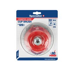 Stiepļu birstes kauss ar taisnu stiepli, 125 mm, M14, SPECIALIST+