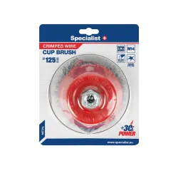 Stiepļu birstes kauss ar taisnu stiepli, 125 mm, M14, SPECIALIST+