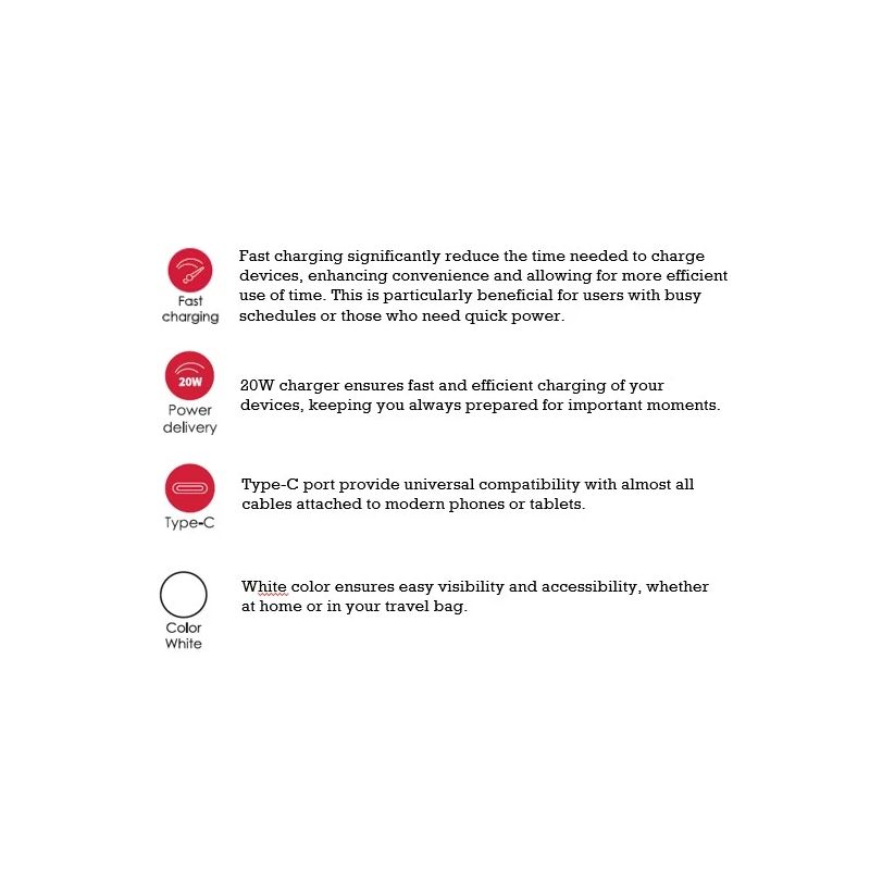 SEEK TOTI 20W Type-C PD Portable Wall Fast Charger, White