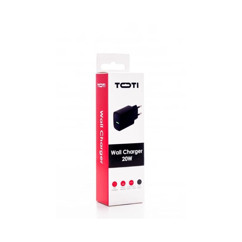 SEEK TOTI 20W Type-C + USB A Wall Fast Charger, Black