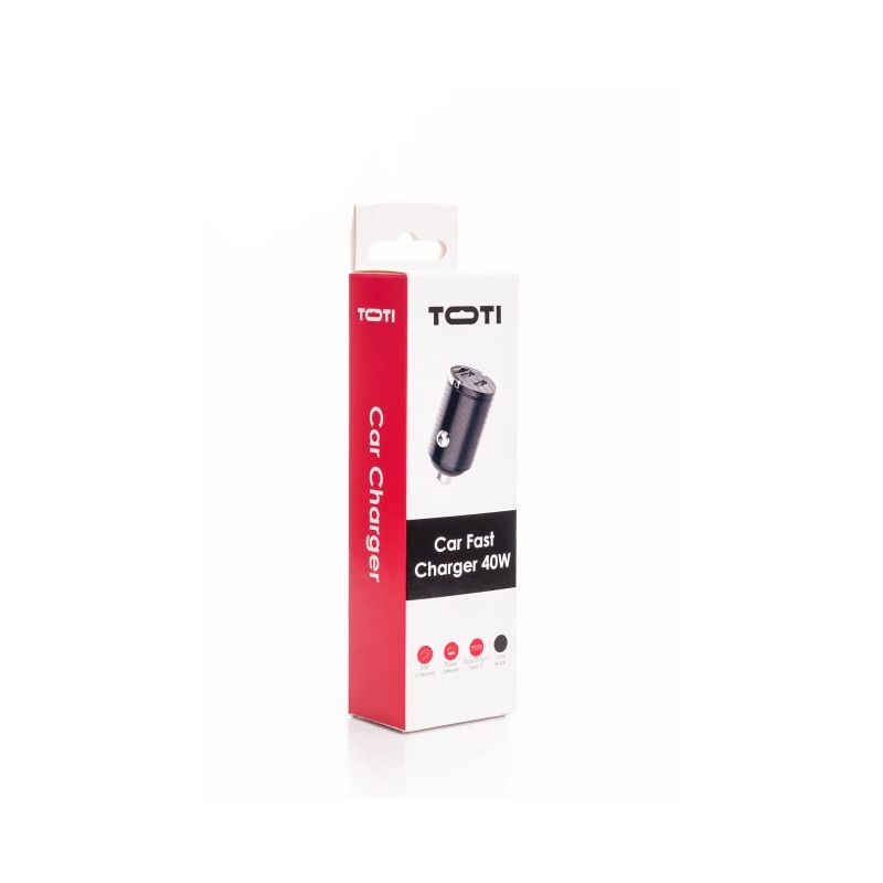 SEEK TOTI 40W Dual Type-C Port Car Fast Charger, Black