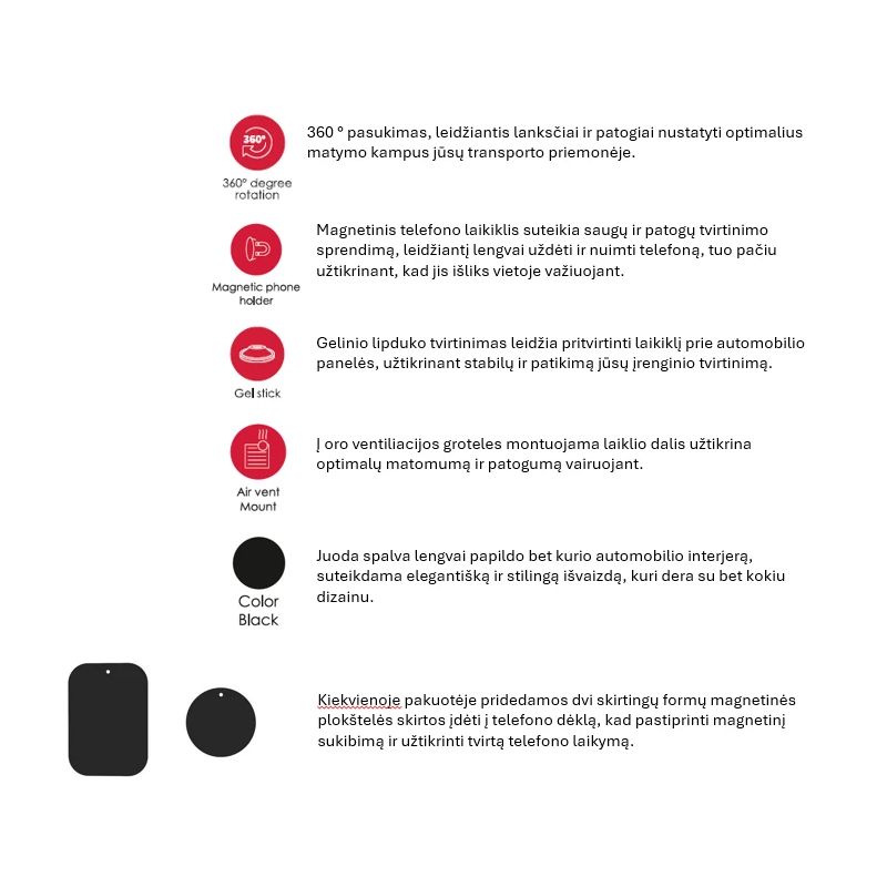 SEEK TOTI Magnetic Round Shape Car Holder with 3M Glue Mount