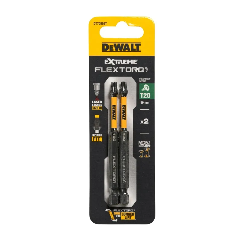 FLEXTORQ skrūvgriežu uzgaļi T20 89 mm, DeWALT, 2 gab.