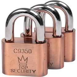Set of 3 padlocks 50 mm opened by 1 key
