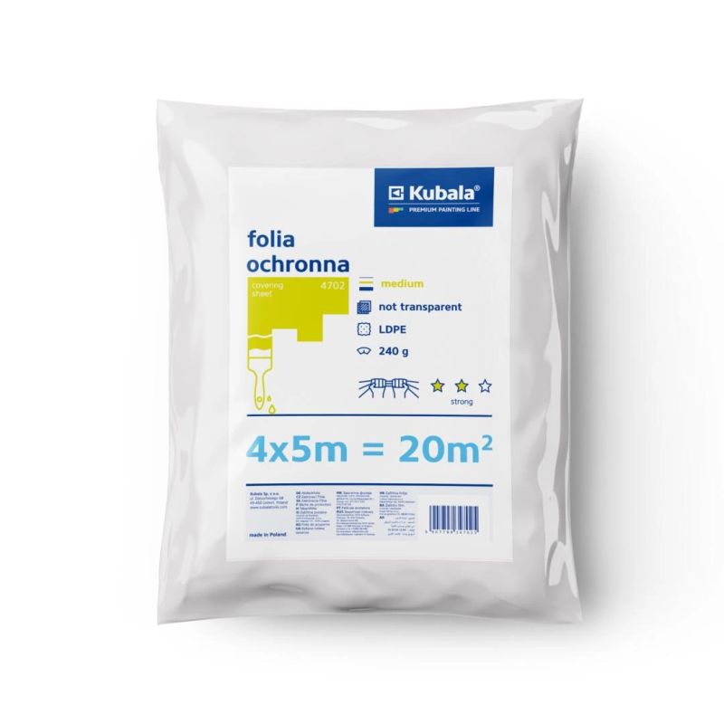 Aizsārgplēve, vidējais stiprums 12 micron 4x5m 20kv-m.