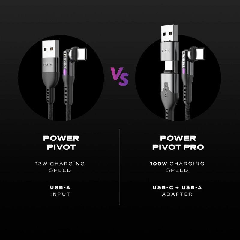 STATIK PowerPivot Pro Nylon Braided Cabel, USB-C to USB-C, 3m, Balck