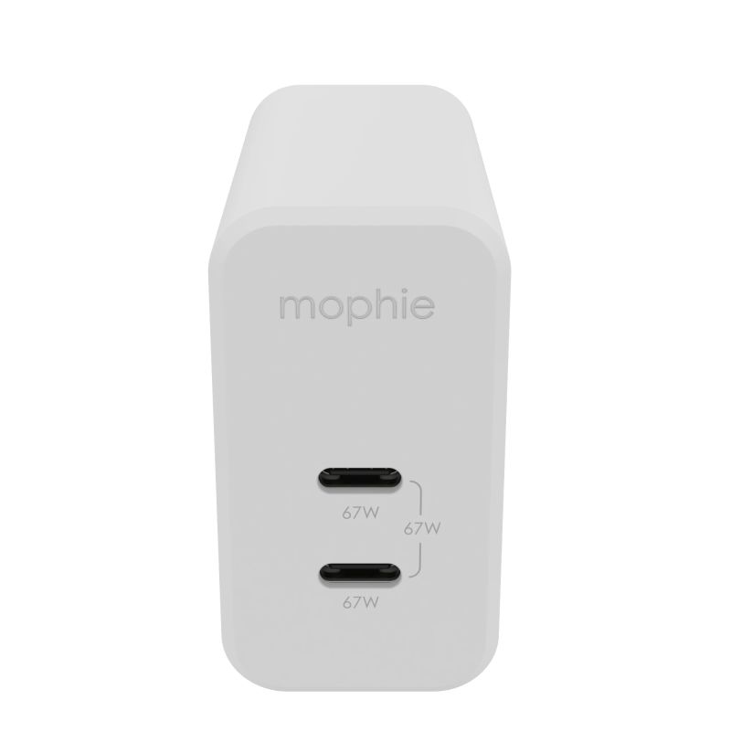 mophie Wall Adapter USB-C PD DUAL 67W GAN EU ,2xUSBC, White