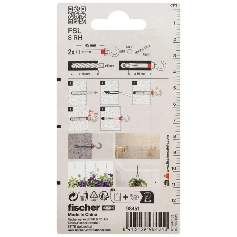 Fischer ankeris su C formos kabliu FSL 8 RH 2vnt.