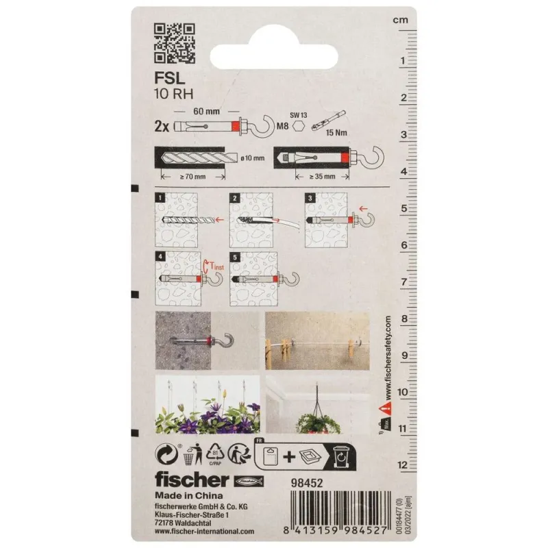 Fischer ankeris su C formos kabliu FSL 10 RH 2vnt.